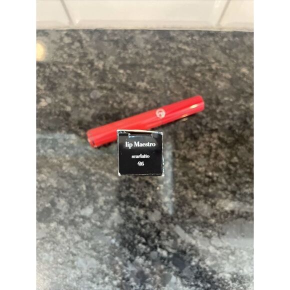 Giorgio Armani Red Lipstick Lip Maestro 416 Scarletto Liquid Velvet Lipstick - Picture 3 of 7